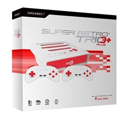 Retro-Bit Super Retro Trio HD Plus 720P 3 In 1 Console System 2018 - For Nes Snes And Sega Genesis Original Game Cartridges - Red white