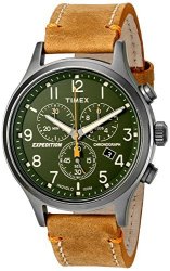 Timex Men's TW4B044009J Expedition Scout Chrono Tan green Leather Strap Watch
