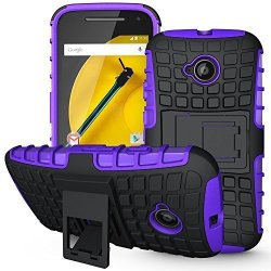 Moto E 2ND Gen Case Sophmy Hybrid Dual Layer Armor Protective Case Cover With Kickstand For Motorola Moto E 2ND Generation 2015 Release Purple