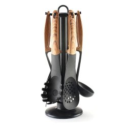 Cooking Utensils Set With Stand And Wooden Handle