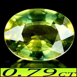 0.79CT Party Colour Sapphire Vs - Magnificent Vivid Golden Green Oval Gem Gentle Heat