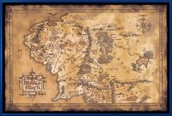 Poster Stop Online The Hobbit the Lord Of The Rings - Framed Movie Poster print Map Of Middle Earth - Limited Dark sepia Edition Size: 36" X