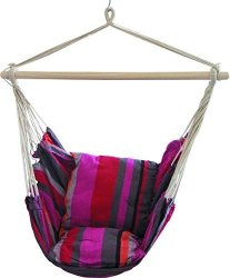 Michealwu Hanging Hammock Chair Hanging Swing Chair 34 Inch Wide Seat Two Cushions