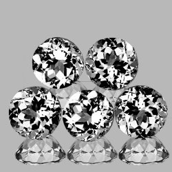 Diamond Alternative 2.95ct 5 Pieces 5.00 Mm Round Cut Sparkling White Topaz Lot - 100% Natural