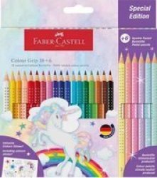 Faber-Castell Grip Unicorn Edition Colour Pencils 24 Pack - 18 Colour + 6 Sparkle Pastel Pencils