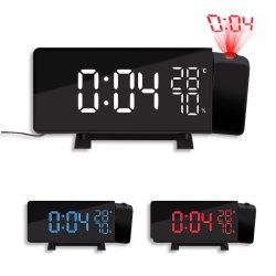 Thermometer TS-5210 Hygrometer Digital Clock 3 Color Projection LED Switch Display Time Clock T