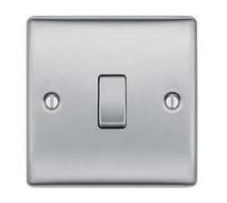 Bg Electrical NBS12-01 Single Light Switch Brushed Steel 2-WAY 16AX