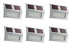 Bear Motion Tm Solar Powered LED Light For Garden Fence Walkways Stairways Path Pathway Lights - 6 Packs - Silver Silver 6 Packs