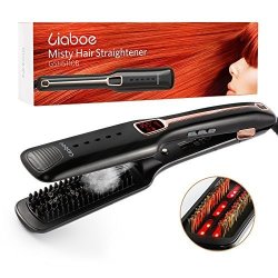 Steam Hair Straightener Comb - Liaboe Brush Hair Straightener With Flat Iron And Infrared Generator Ptc Heating Comb Natural Mane Hair Care Professional