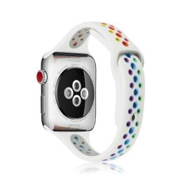 Rainbow Silicone Watchband For Apple Watch Series 6 & Se & 5 & 4 44MM 3 & 2 & 1 42MM White