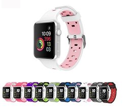 Apple Watch Silicone Replacement Band Sport Edition By Pantheon Strap Fits The 38MM Or 42MM Apple Watch 1 2 3 And Nike Edition - Square Hole