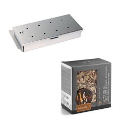 Outset 76619 Stainless Steel Wood Chip Smoker Box And Mesquite Bbq Smoking Chips Bundle Stainless Steel mesquite Bundle