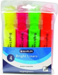 Marlin Bright Liners Highlighters Wallet of 4