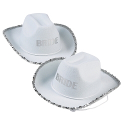 Bride White And Silver Cowboy Hat