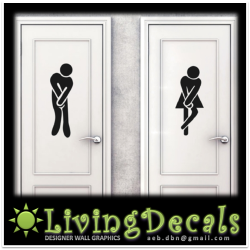 Vinyl Decals Wall Art Stickers - Toilet Door Sign Set Large