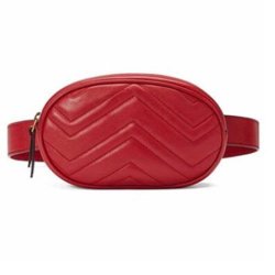 Women Stylish Waist Bag Chest Bag Small Single Shoulder Bag Shiny Purse Pouch Red