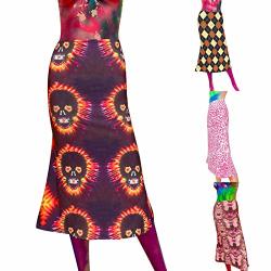 Women's Heart Print High Waisted Bohemian Midi Skirt A-line Bodycon Long Pencil Skirt Y2K Streetwear E-girl 90S Fashion Floral-a M