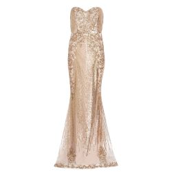 quiz champagne sequin maxi dress