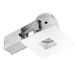 4" LED Ic Rated Swivel Spotlight Recessed Kit Dimmable Downlight Die Cast Square Trim White Finish 1X GU10 LED Bulb Included Globe Electric 90738