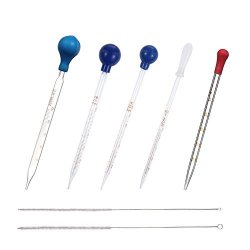 Thick Glass Graduated Pipette Dropper Liquid Essential Oil Transfer 10ML 5ML 3ML 2ML 1ML 5 Pcs With 2 Brushes