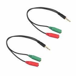 Sodial 2 Pcs Cable Adapter 2 In 1 Splitter 4 Pole 3.5MM Audio Earphone Headt To 2 Female Jack Headphone MIC Audio Cable 3 Pole PC