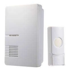 DigiTech Wireless Door Chime – Up To 80M Range Open Air IP44 Weather Proof Design Energy Saving Design 16 Different Melodies Colour White Retail