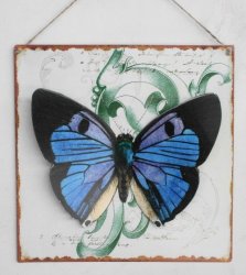 A Marvelous Vintage Looking Metal Palque Of Butterfly With Stand Up Wings 39cm X 39cm