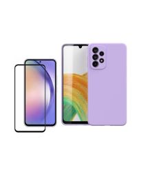 Silicone Phone Case & Screen Protector Combo For Samsung Galaxy A53-PURPLE