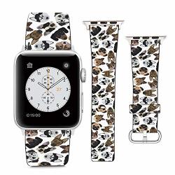 Compatible With Apple Watch Wristband 38MM 40MM Dogs Faces Of Different Breeds Pu Leather Band Replacement Strap For Iwatch Series 5 4 3 2 1