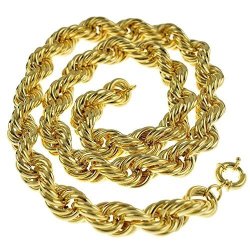 Bling Cartel Hollow Rope Chain 20MM Thick 14K Gold Plated Old School Style Hip Hop Dookie 30 Inch Necklace