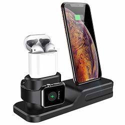 Seacosmo 3 In 1 Charger Compatible With Apple Watch Series 4 3 2 1 Silicone Stand For Iwatch Iphone Airpods Docking Station For Iphone XS Max xs xr x 8 7 6 Plus