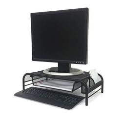 Mind Reader Meshmonsta-blk Metal Mesh Monitor Stand And Desk Organizer With Drawer Black