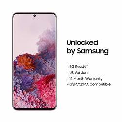 Samsung Galaxy S20 5G Factory Unlocked New Android Cell Phone Us Version 128GB Of Storage Fingerprint Id And Facial Recognition Long-lasting Battery Cloud Pink