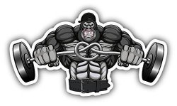 Gorilla Strong Gym Fitness Sticker Decal Design 5" X 3