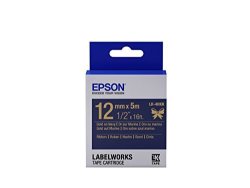 Epson Labelworks Ribbon Lk Replaces Lc Tape Cartridge 1 2" Gold On Navy LK-4HKK - For Use With Labelworks LW-300 LW-400 LW-600P And LW-700 Label