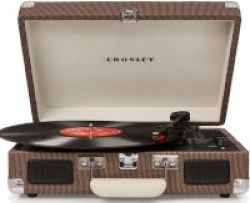 Crosley Cruiser Deluxe Portable Turntable With Bluetooth Tweed Brown
