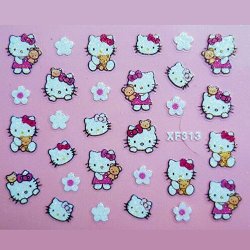 5 Pcs 3D Nail Art Stickers Decals Tips Charming Diy Decoration Hello Kitty 10 Choices XF313