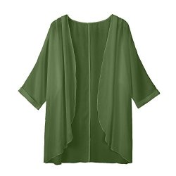 Cooki Kimonos Cardigans For Women Womens Solid Sheer Loose Kimono Cardigan Casual Beach Capes Cover Up Blouses Army Green