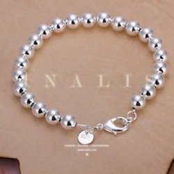 Pixel Jewelry 1985 - Women Jewelry 925 Sterling Silver Plated String 8MM Beads Beaded Chain Bracelets