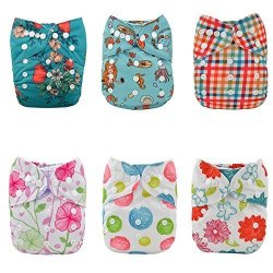 12 Inserts 6DM15 ALVABABY Cloth Diapers Girls Reuseable Washable Pocket One Size 6PCS 