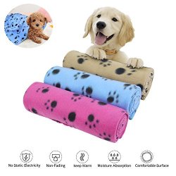 Kyc 3 Pack 40 X 28 " Puppy Blanket Cushion Dog Cat Fleece Blankets Pet Sleep Mat Pad Bed Cover With Paw Print Kitten