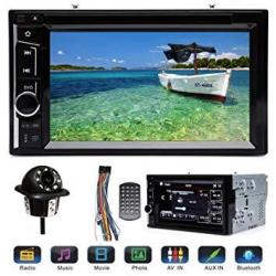 Double 2DIN Car Stereo 6.2 Touchscreen With Backup Camera Bluetooth Mirror Link DVD Cd Player Support USB Tf Card Steering Wheel Control With Remote