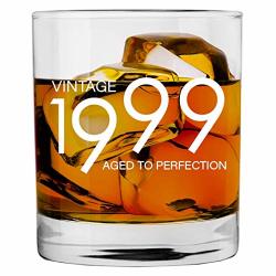 1999 21ST Birthday Gifts For Men Women - 11 Oz Whiskey Bourbon Lowball Glass - Funny Vintage 21 Year Old Gift Present Ideas For