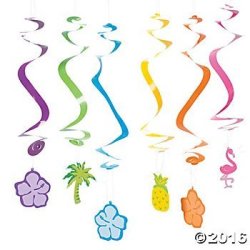 Oriental Trading Company Tropical Spiral Hanging Cutouts - 12 PC