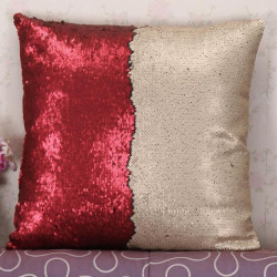 Two Tone Glitter Sequins Throw Pillows Decorative Cushion Case - D