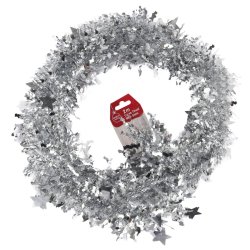 Curve Silver Tinsel With Stars TS1021S