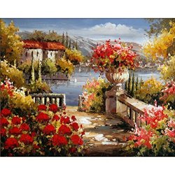 5D Diy Diamond Painting Set Full Drill Diamond Painting Crystal Rhinestone Embroidery Pictures Arts Craft Cross-stitching Set For Home Wall Decor Landscape QV03