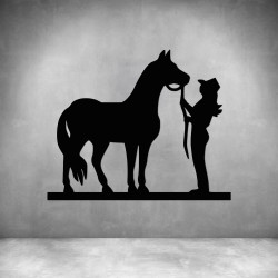 Cowgirl And Horse - Matt Silver L 1000 X H 820MM