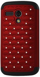 Reiko Diamond Hybrid Protector Cover For Motorola Moto G - Retail Packaging - Black Red