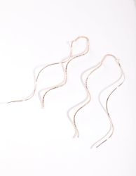 Rose Gold Wave Thread-through Earrings